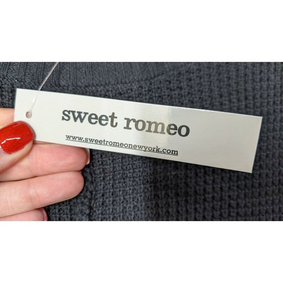 NWT Sweet Romeo Black Seed Stitch Pullover Sweater Semi Sheer Side Slit - Picture 4 of 8